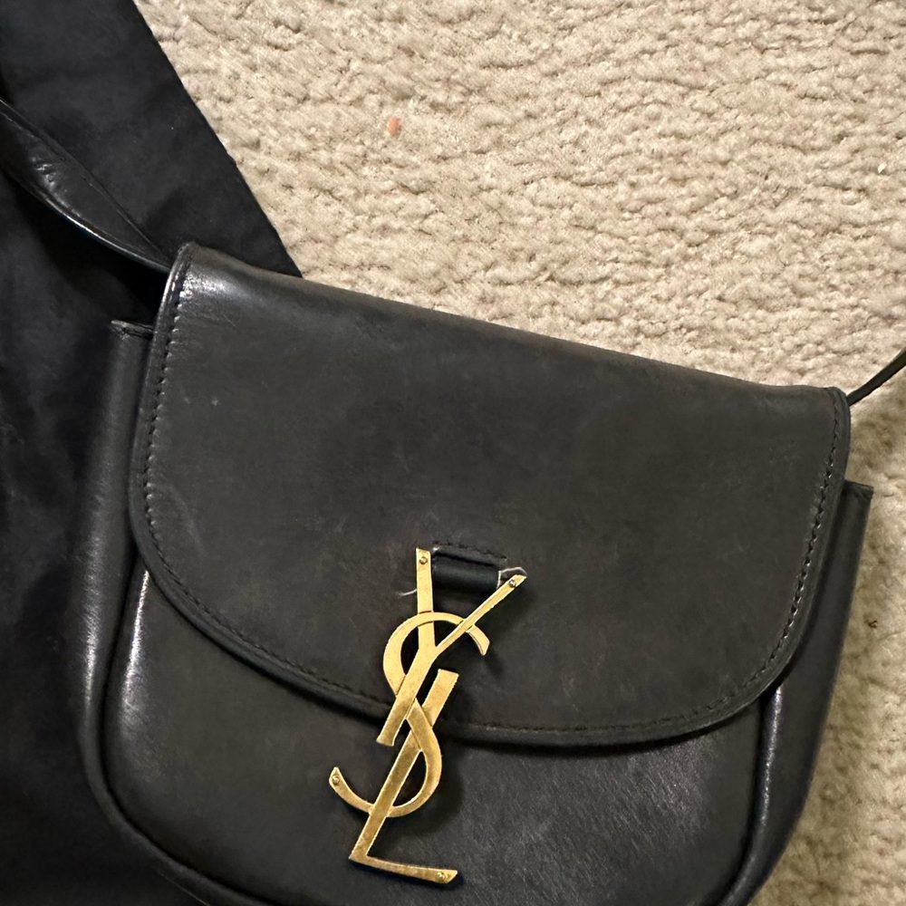 Yves Saint Laurent Kaia Black Crossbody Bag with Gold Hardware